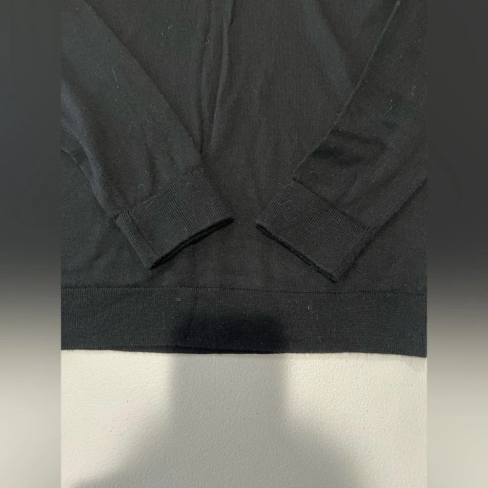 Nordstrom Men's Black 1/4 Zip-Up Sweater 100% merino wool black  M